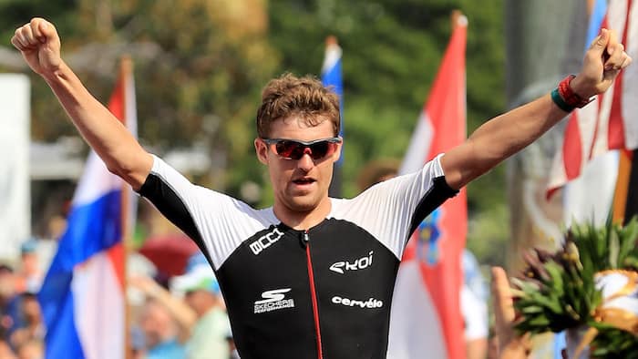 KAILUA KONA, HI - OCTOBER 14: David McNamee of Great Britain celebrates after finishing third during the IRONMAN World Championship on October 14, 2017 in Kailua Kona, Hawaii. (Photo by Sean M. Haffey/Getty Images for IRONMAN)