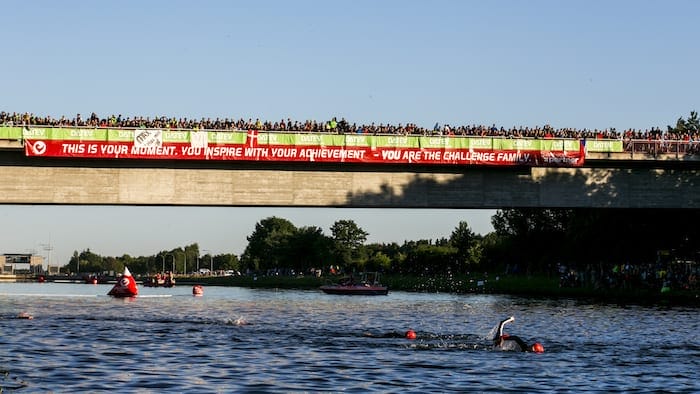 ROTH, GERMANY - JULY 01: Athletes prepare for the swim leg at the DATEV Challenge Roth 2018 on July 1, 2018 in Roth, Germany. (Photo by Jan Hetfleisch/Getty Images)