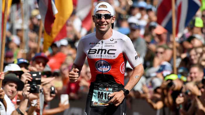 KAILUA KONA, HI - OCTOBER 13: Bart Aernouts of Belgium celebrates after finishing second with a time of 7:56:41 during the IRONMAN World Championships brought to you by Amazon on October 13, 2018 in Kailua Kona, Hawaii. (Photo by Nils Nilsen/Getty Images for IRONMAN)