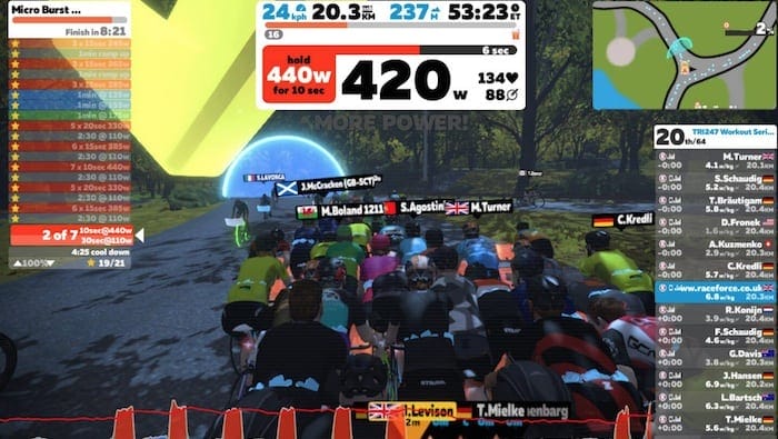 Micro Burst Intervals 2 screenshot / TRI247 Workout Series Zwift