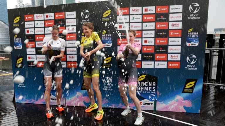 Arena Games Triathlon Series Singapore Women Overall Series podium