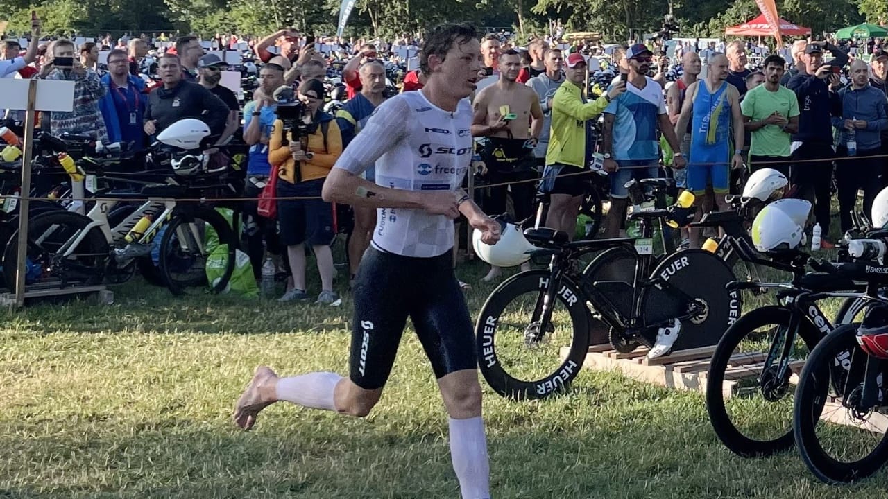 Magnus Ditlev in T1 at Challenge Roth 2023