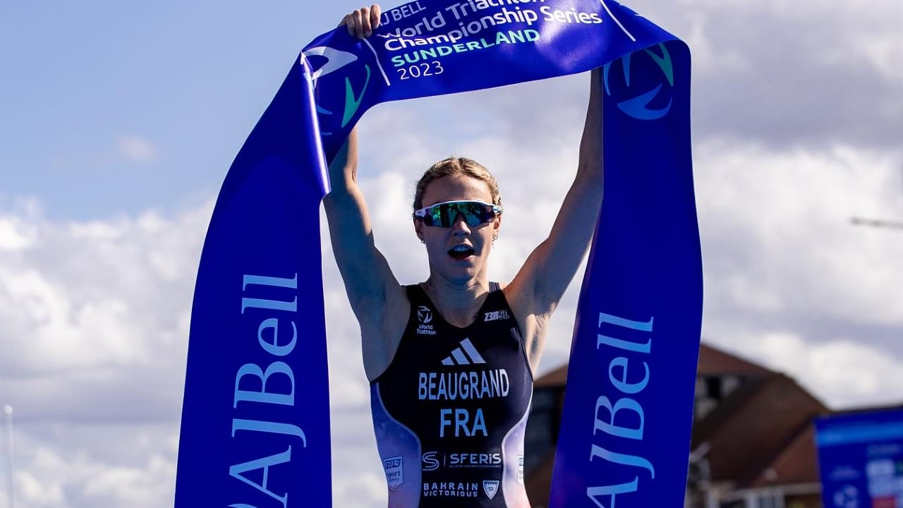 Cassandre Beaugrand wins WTCS Sunderland 2023 photo credit: World Triathlon / Tommy Zaferes