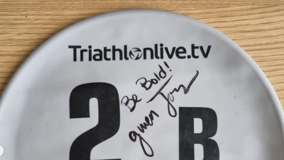 Gwen Jorgensen signed swim cap wtcs sunderland 2023