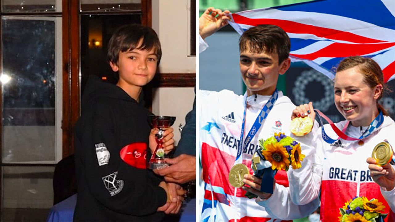 Alex Yee as a youngster and winning Olympic gold in Tokyo