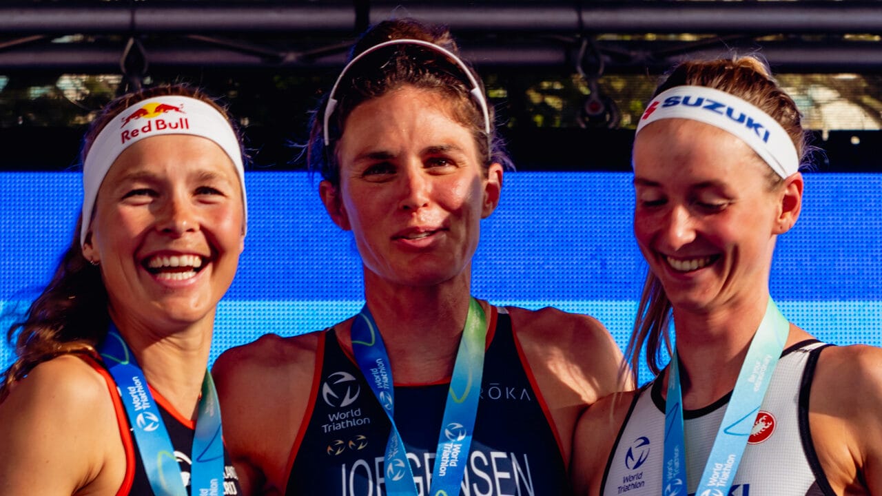 Women's Podium at 2023 World Triathlon Cup Karlovy Vary in the Czech Republic.