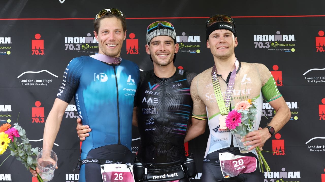 IRONMAN 70.3 Kraichgau 2024 - Men Pro podium, Niek Heldoorn, Justus Nieschlag, Jonas Hoffman
