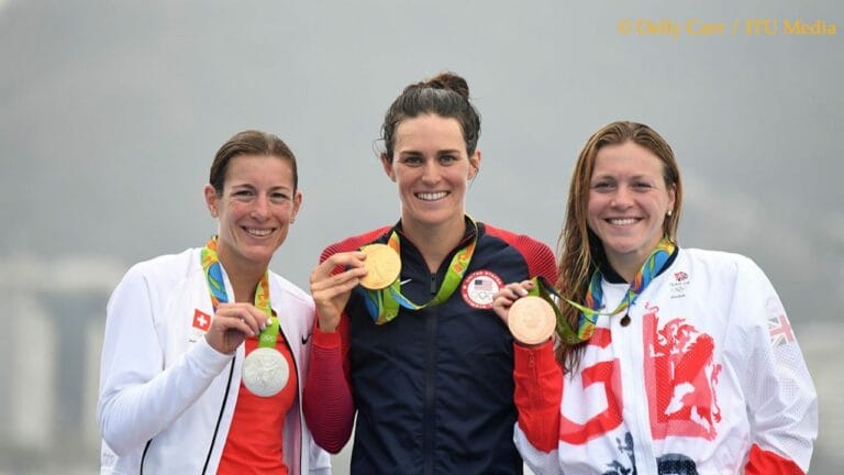Rio 2026 Olympic Games triathlon female podium - Gwen Jorgensen, Nicola Spirig, Vicky Holland