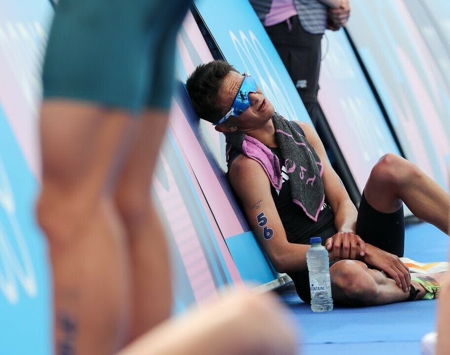 Alex Yee exhausted Paris 2024 Olympic Games finish line recovery