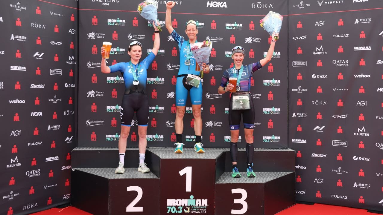 IRONMAN 70.3 Swansea Pro Women podium