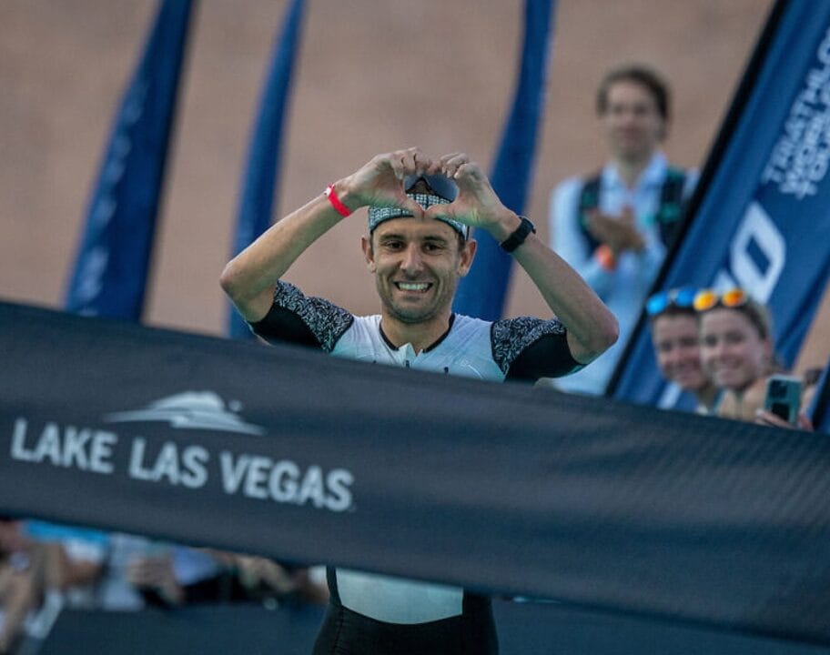 Jelle Geens heart Lake Las Vegas T100 2024 photo credit PTO