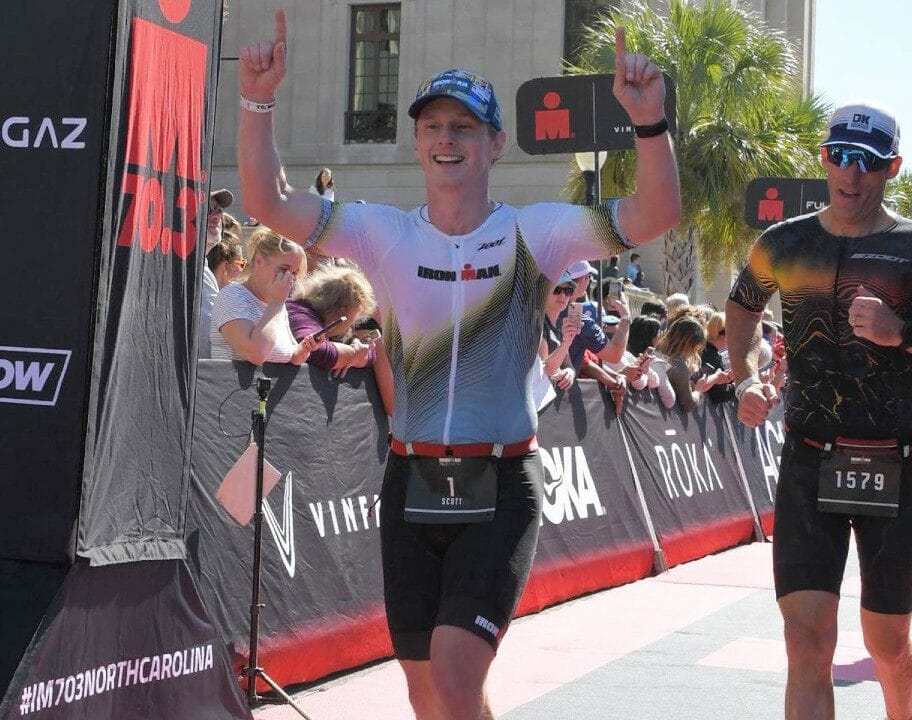 Scott DeRue IRONMAN CEO 70.3 North Carolina 2024 Finish Line