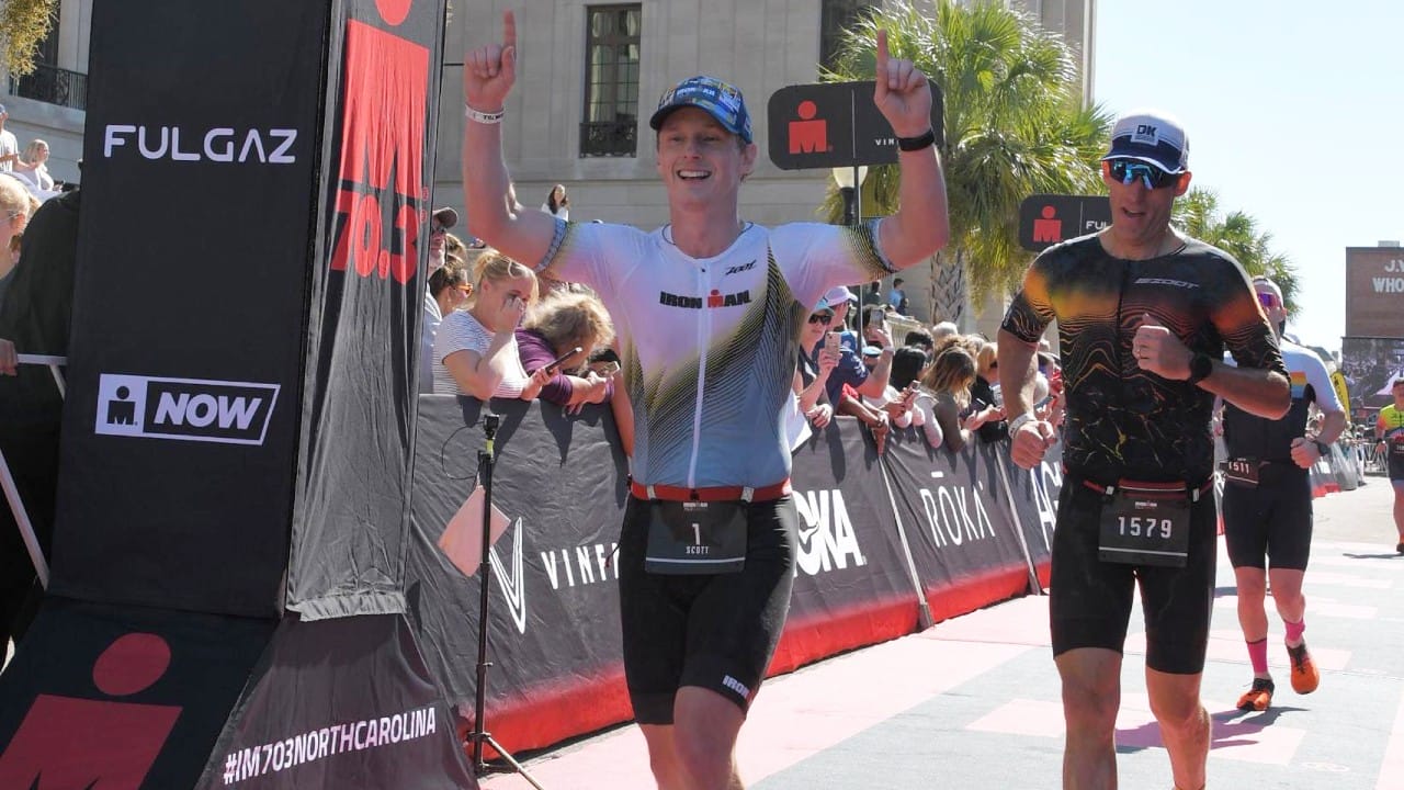 Scott DeRue IRONMAN CEO 70.3 North Carolina 2024 Finish Line