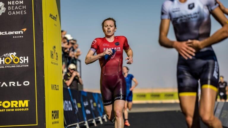 Georgia Taylor Brown supertri Neom 2024 finish hoto credit: Darren Wheeler | supertri