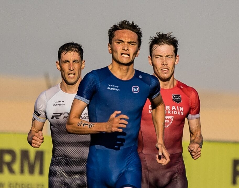 Yee Wilde Bergere run supertri Neom 2024 finish Photo credit: Darren Wheeler | supertri