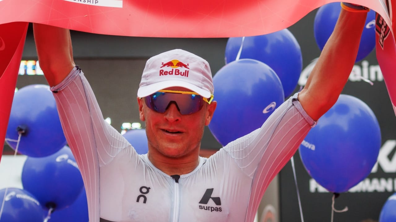 Kristian Blummenfelt IRONMAN Frankfurt celebration 2024 Photo credit: Jan Hetfleisch/Getty Images for IRONMAN