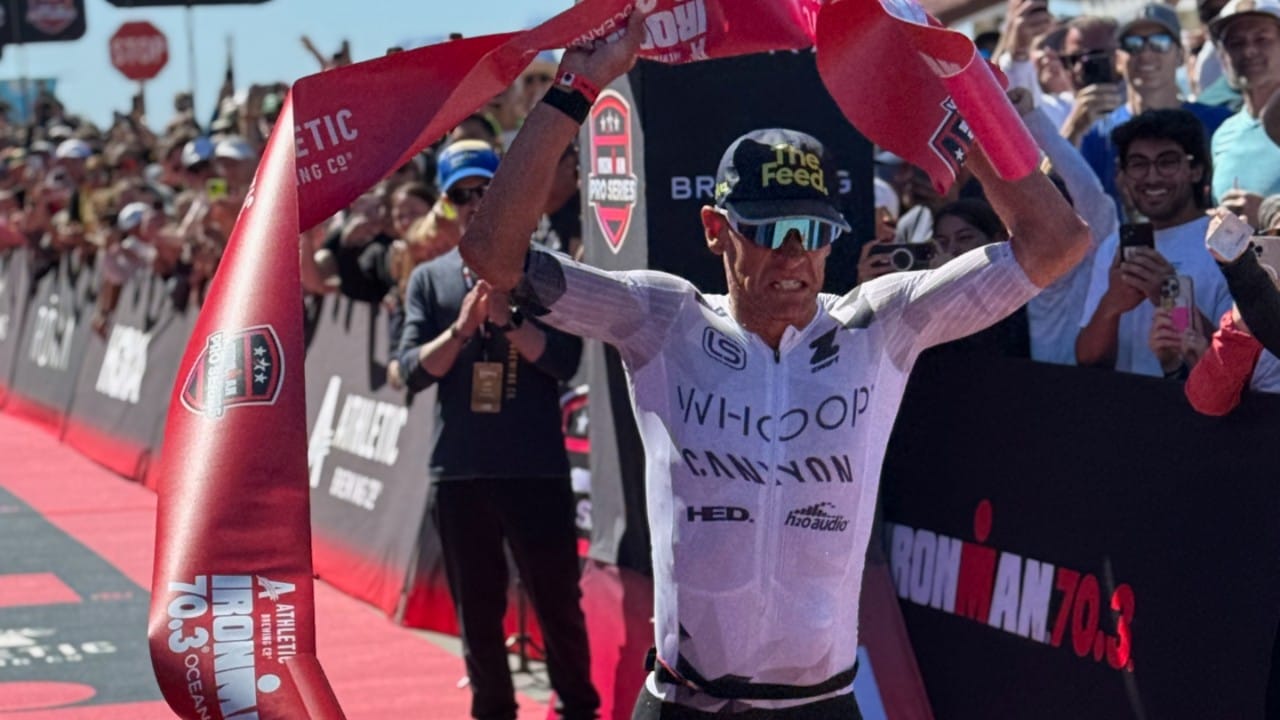 Lionel Sanders IRONMAN 70.3 Oceanside Finish Line 2025