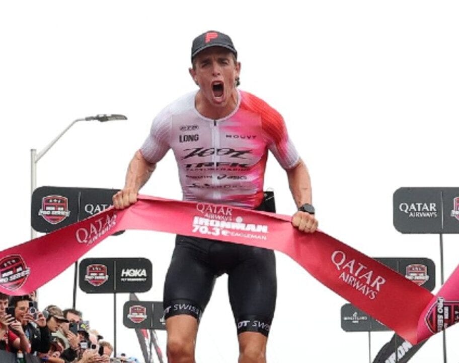 Sam Long IRONMAN 70.3 Eagleman 2025 Finish Line