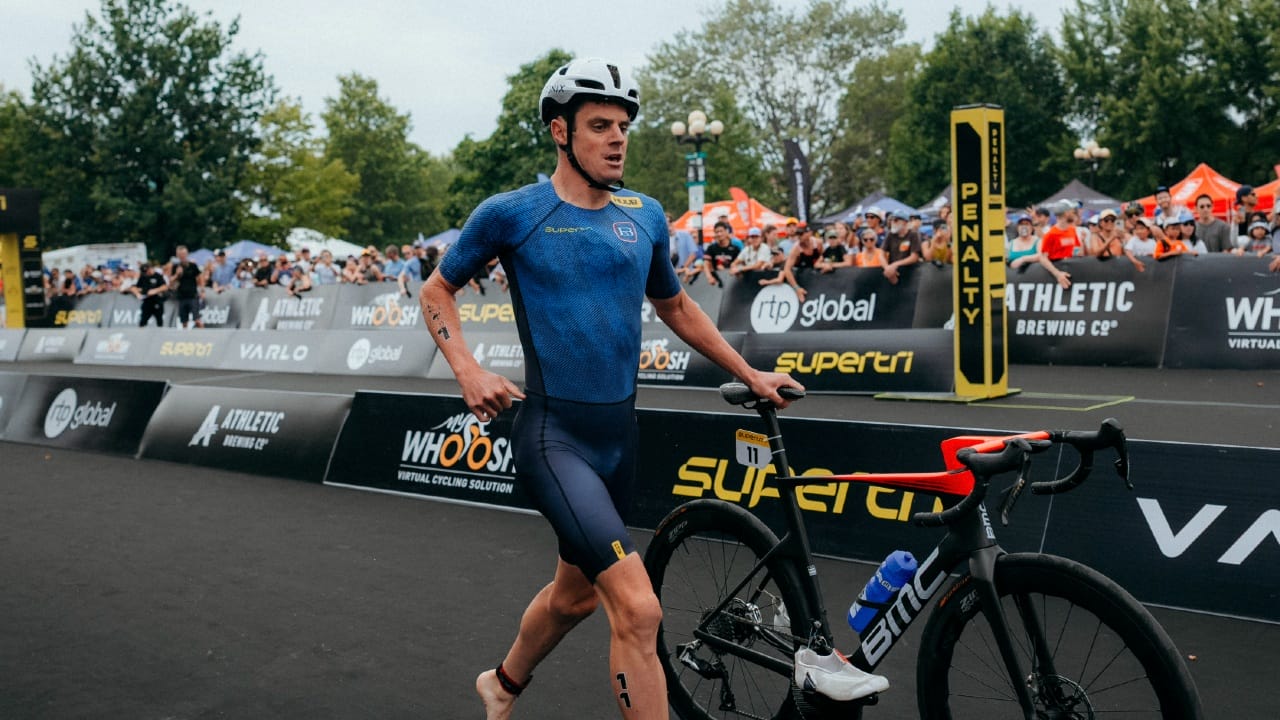 Jonny Brownlee with bike transition Supertri Toronto 2025