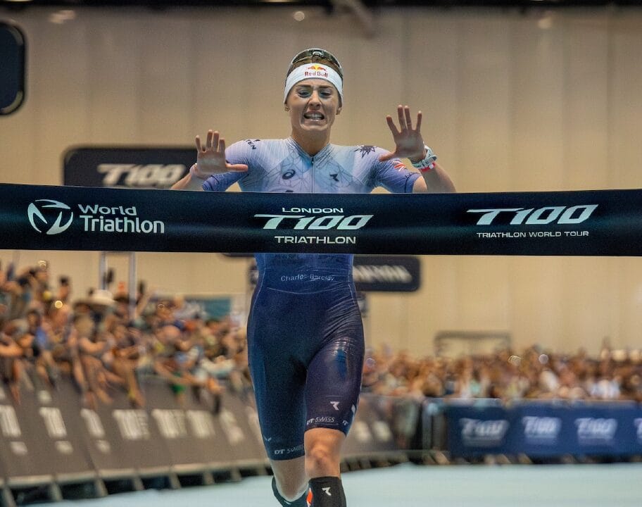 Lucy Charles Barclay finish line T100 London 2025