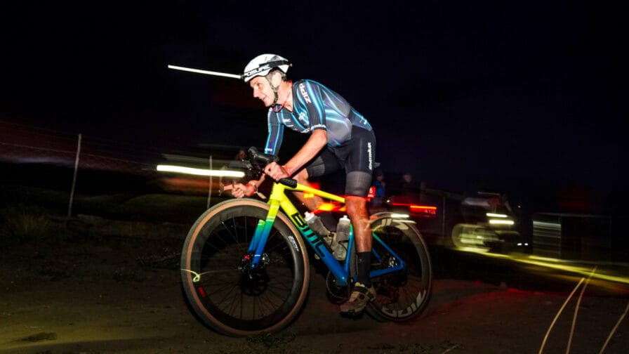 Alistair Brownlee takes part in the Night Burn event which was part of the Gravel Burn series.