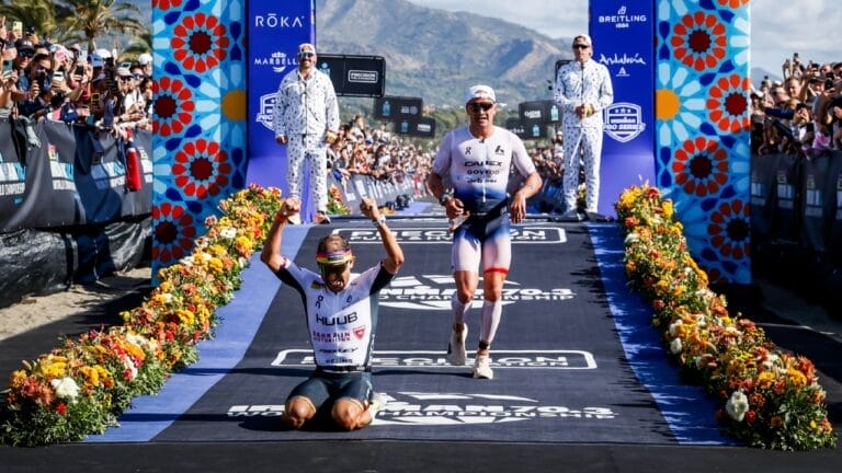 Geens Blummenfelt finish line 70.3 World Championship 2025 Marbella
