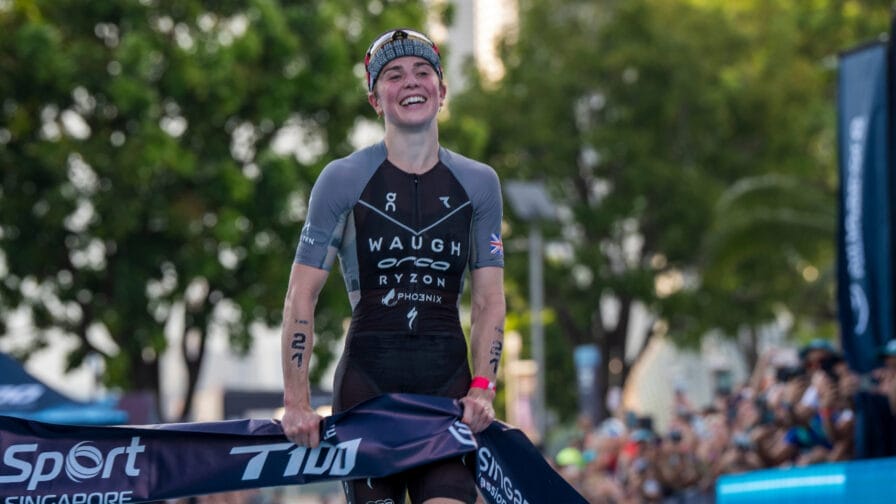 Kate Waugh crosses the line in Wollongong and starts as favourite as the series arrives in Dubai this weekend.