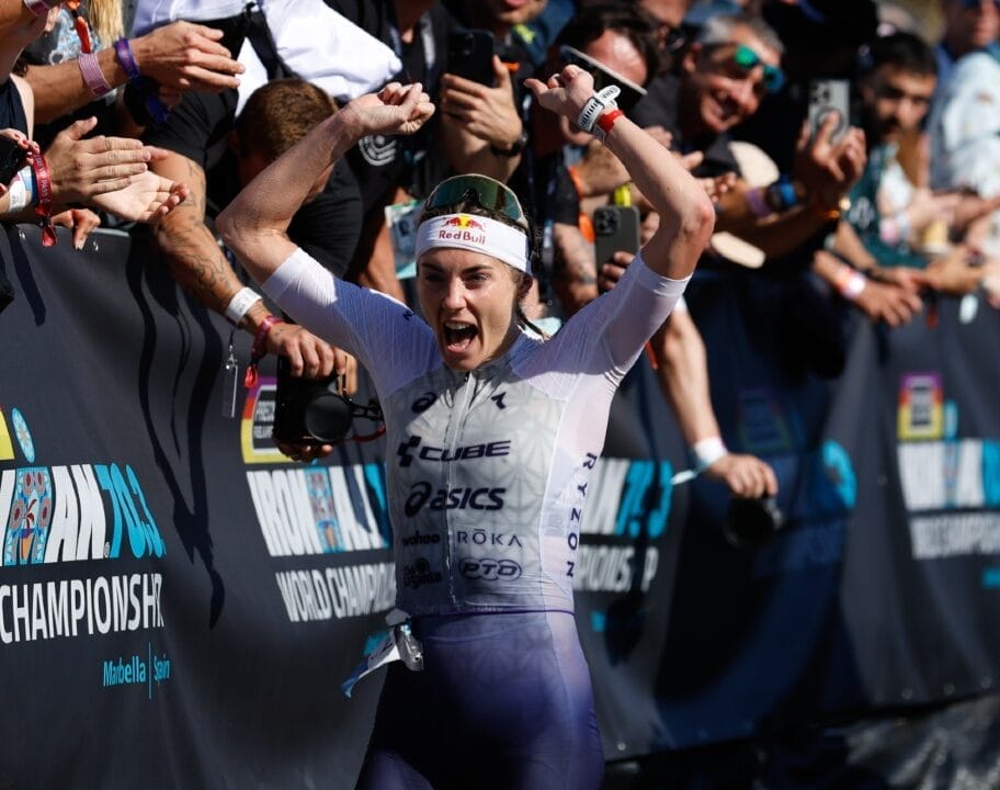 Lucy Charles Barclay celebrates IRONMAN 70.3 Worlds win 2025