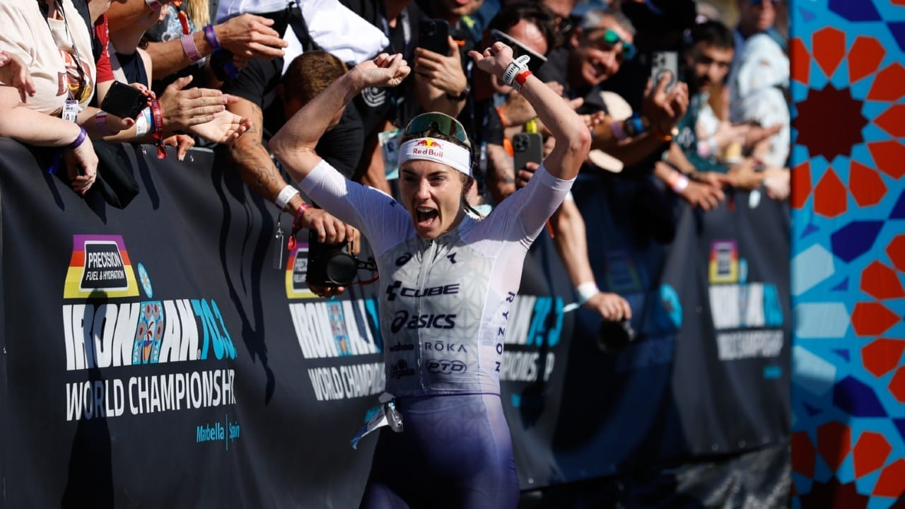 Lucy Charles Barclay celebrates IRONMAN 70.3 Worlds win 2025