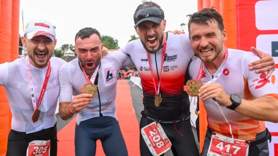 Happy competitors show off their medals after completing one of this season's Challenge Family events.